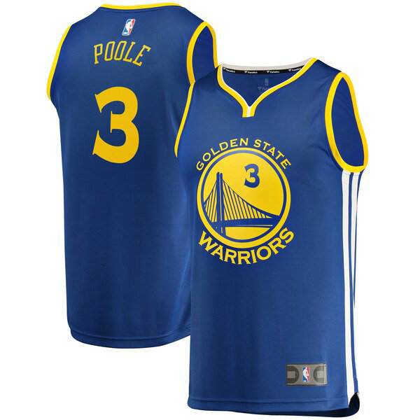 Maillot Golden State Warriors Homme Jordan Poole 3 Icon Edition Bleu